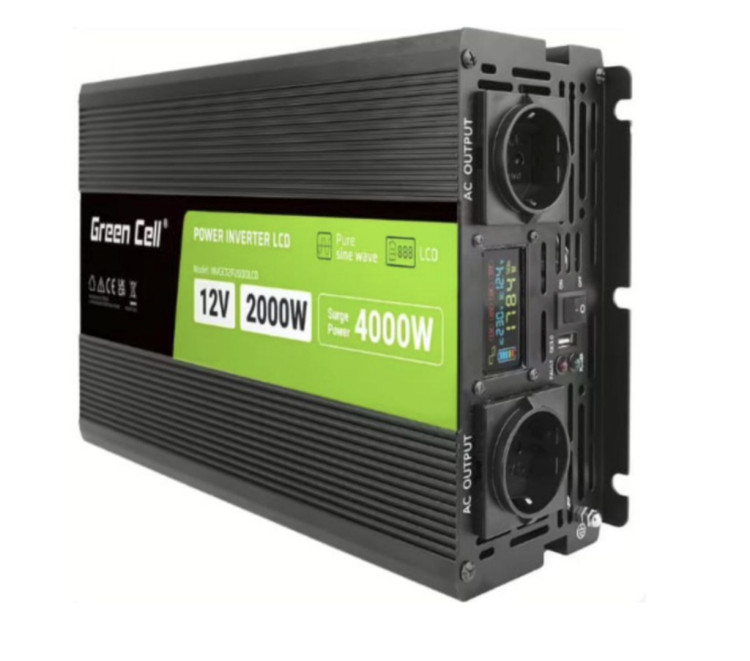 Інвертор Green Cell 2000w/4000w чистий синус, інвертор для сонячних панелей, інвертор 2 квт, інвертор 2 кв