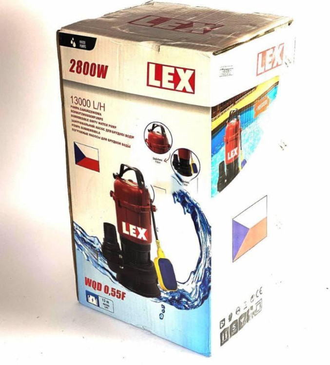 Насос дренажно-фекальний LEX 2800 Вт із подрібнювачем і поплавцем 2"