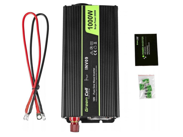 Інвертор Green Cell 12V на 230V, інвертор напруги 12В-230В, портативний інвертор, інвертор 2000 Вт