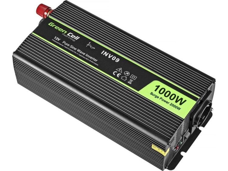 Інвертор Green Cell 12V на 230V, інвертор напруги 12В-230В, портативний інвертор, інвертор 2000 Вт