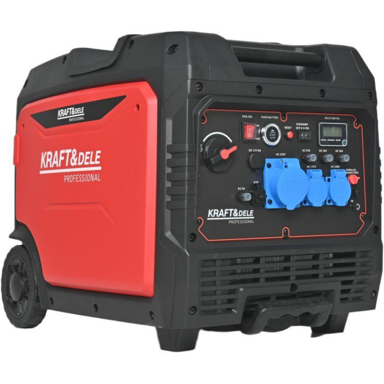 Генератор бензиновий інверторний Kraft Dele KD3164 6,5 кВт, максимум 6,7 кВт, 230 В, USB, 12 В, електрозапуск, колеса