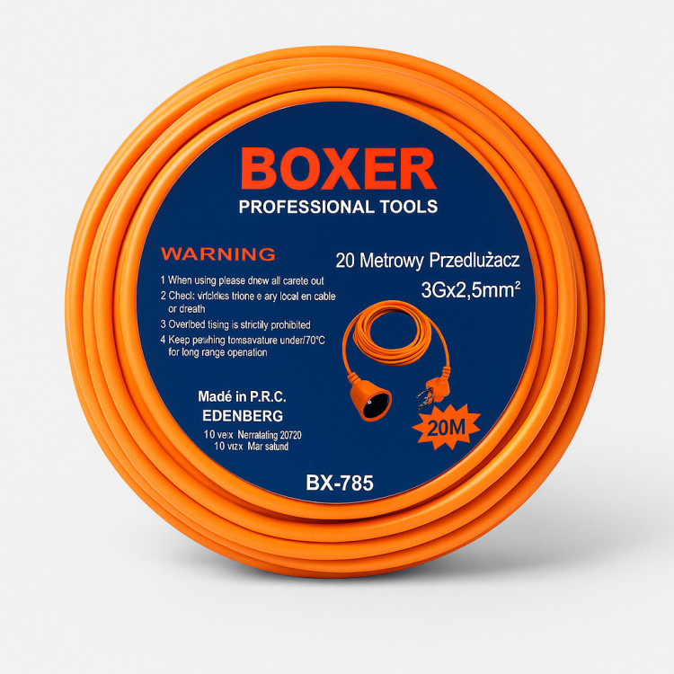 Подовжувач BOXER BX-785 20 м, кабель-подовжувач 20м, подовжувач для будинку, вуличний подовжувач