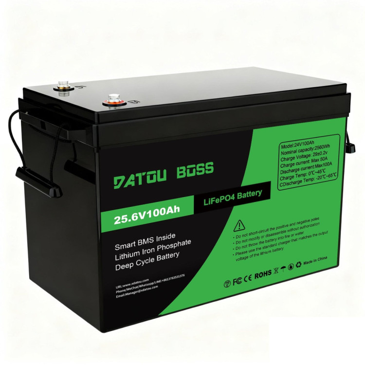 Акумулятор DATOUBOSS 100Ah LiFePO4, 25.6 V, 100 A BMS, Deep Cycle Battery, для кемпінгу та резервного живлення
