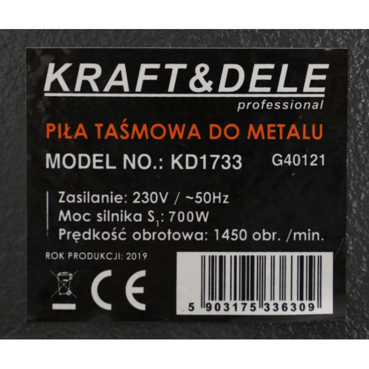 Стрічкова пила для металу Kraft Dele KD1733