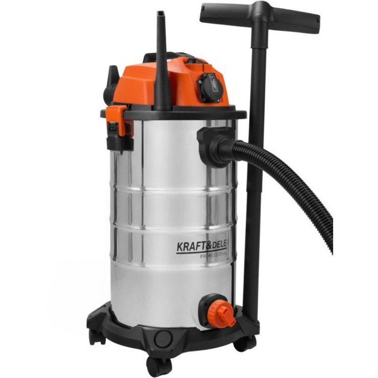 Пилосос Kraft Dele KD5175 30 л, сухе та вологе прибирання, збирання води, HEPA-фільтр, функція видування, очищення фільтра