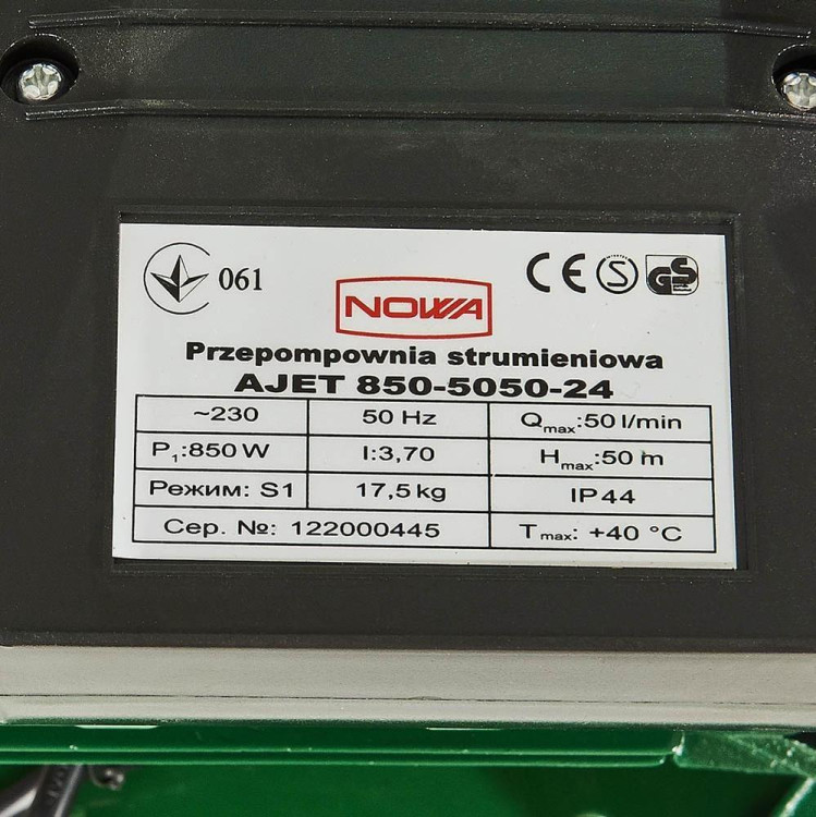 Насосна станція Nowa AJET 850-5050-24, потужність 850 Вт, гідроакумулятор 24 л