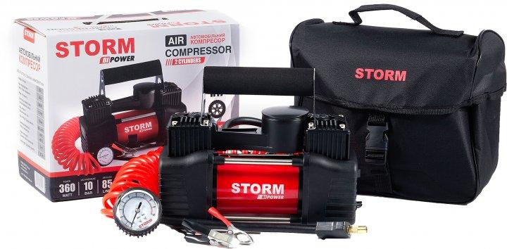 Автомобільний двопоршневий компресор 10 атм 85 л/хв STORM Bi-Power 20400, компресор двопоршневий 10 атм