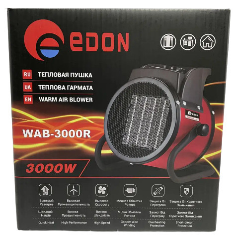 Теплова гармата EDON WAB-3000R, електрична теплова гармата, термогармата електрична