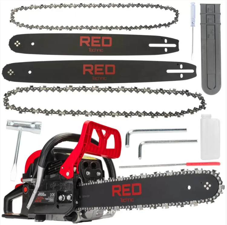 Бензопила RED TECHNIC RTPSP0035, бензопила, мотопила, ланцюгова пилка, бензопила 4,25 кВт / 5,7 к.с.
