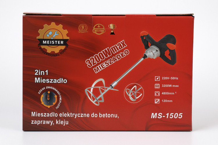 Міксер будівельний MEISTER MS-1505, міксер для бетону, міксер для штукатурки, мішалка для розчинів, ручний будівельний міксер
