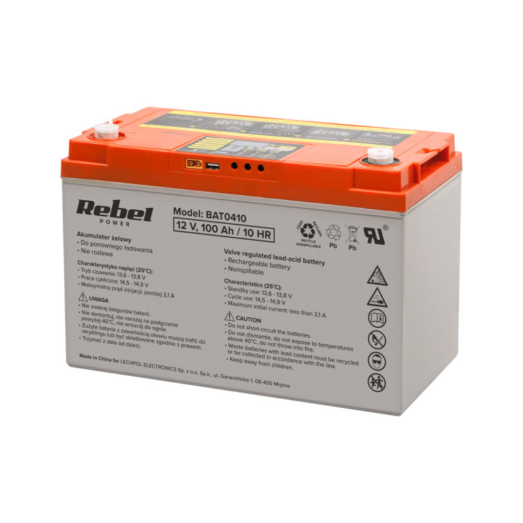 Акумулятор Rebel BAT0410 12 V 100 Ah (гелевий)