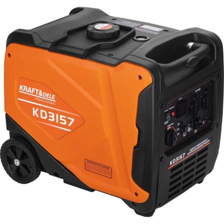 Генератор інверторний Kraft Dele KD3157 4.3 кВт, бензиновий, 230 В, мідна обмотка, USB, ручний старт