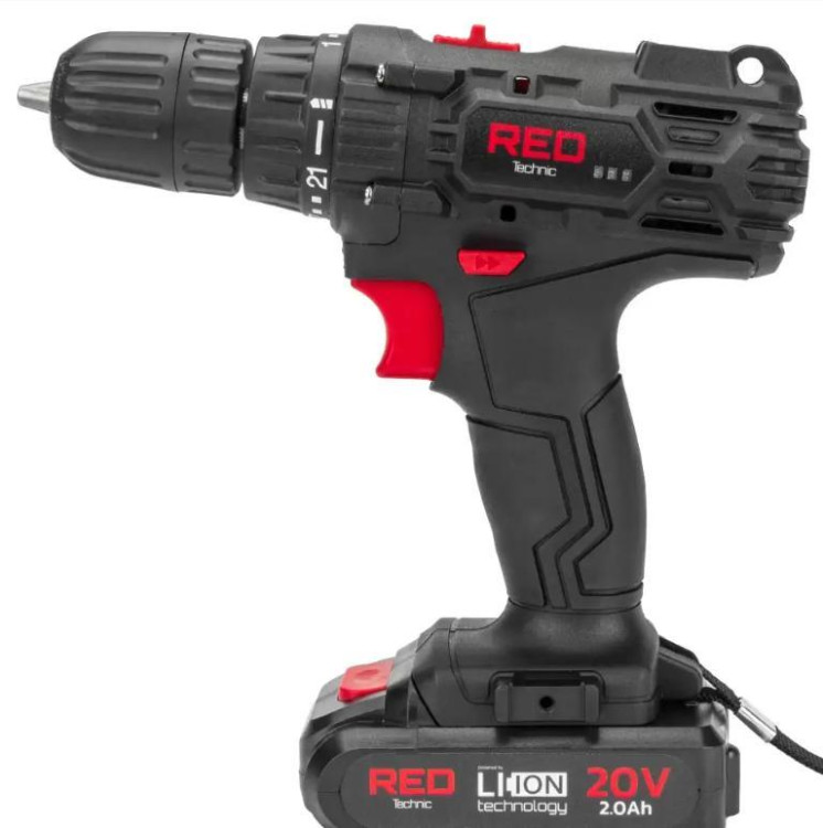 Дриль-шуруповерт акумуляторний RED TECHNIC RTWA0033, бездротовий дриль-шуруповерт, Li-Ion дриль-шуруповерт