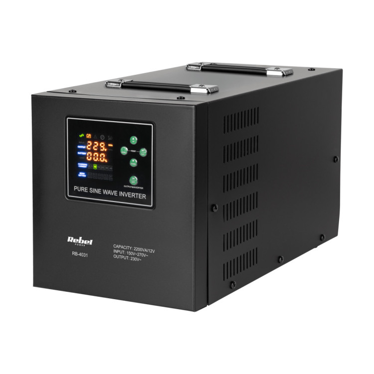 Джерело безперебійного живлення Rebel POWER-2200-LFP4 RB-4031 1600 Вт / 2200 VA, 12/230 В, чиста синусоїда, заряд 40 А
