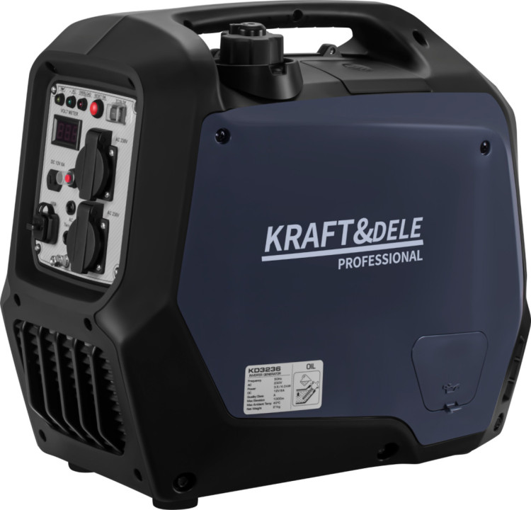 Бензиновий інверторний генератор Kraft Dele KD3236 3.5 кВт, максимум 4 кВт, 230 В, ручний запуск, USB, ECON, Twin Tech