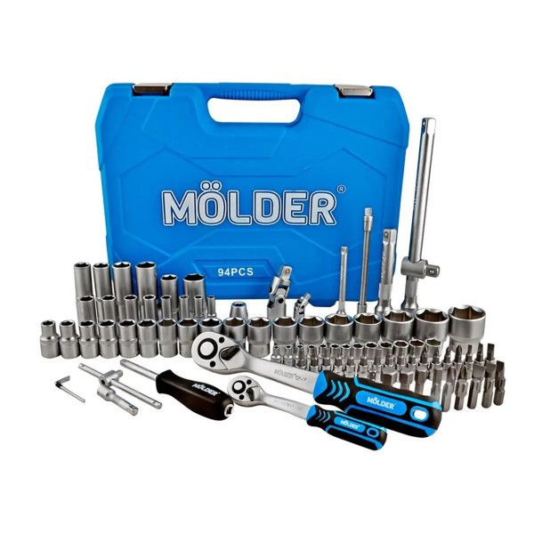 Набір інструментів в кейсі MOLDER 1/2", 1/4", 72T, CR-V, 94 од., кейс з інструментами, інструментальний кейс