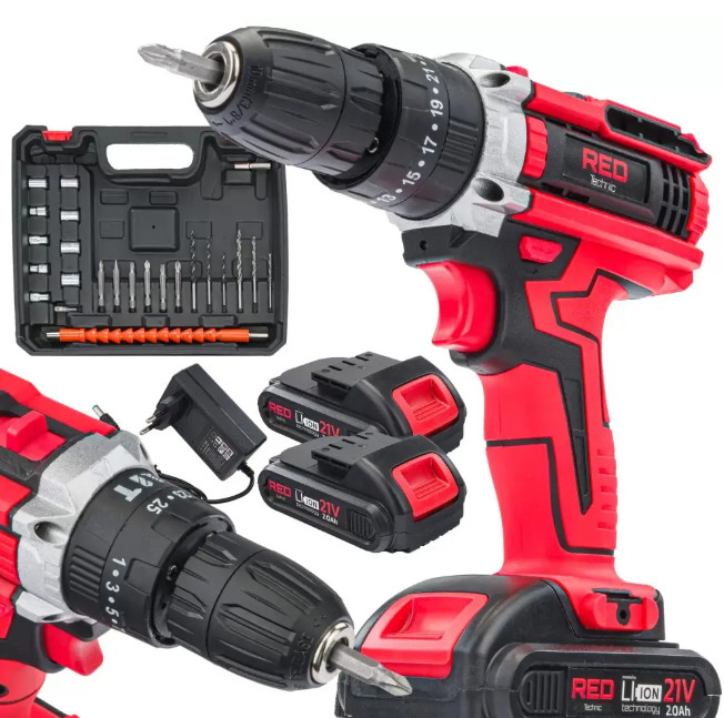 Ударний дриль-шуруповерт акумуляторний RED TECHNIC RTWA0076, ударний шуруповерт RED TECHNIC