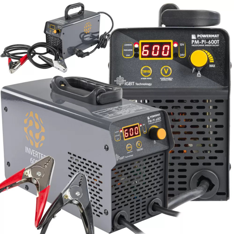 Пристрій пуско-зарядний Powermat PM-PI-600T, ускач 600 A, зарядний пристрій, пусковий пристрій