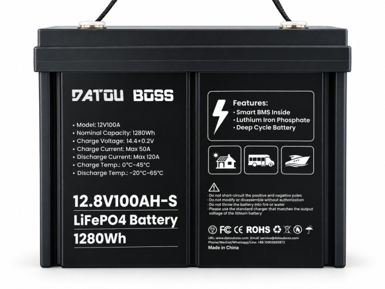 Аккумулятор DATOU BOSS LiFePO4 12.8V 100AH-S, 1280Wh, Smart BMS, 120A, Deep Cycle Battery