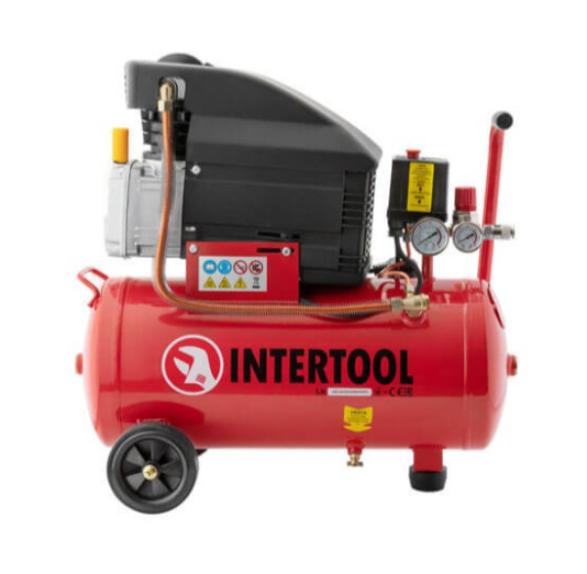 Компресор 24 л, INTERTOOL PT-0010, компресор на олії, поршневий компресор, компресор для пневмоінструменту