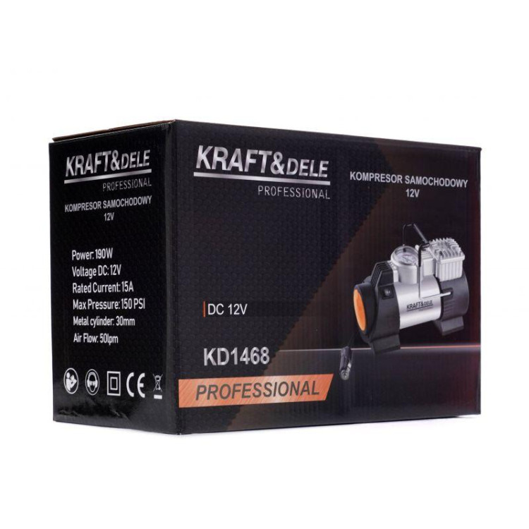 Акумуляторний компресор Kraft Dele KD1468, бездротовий компресор, портативний компресор