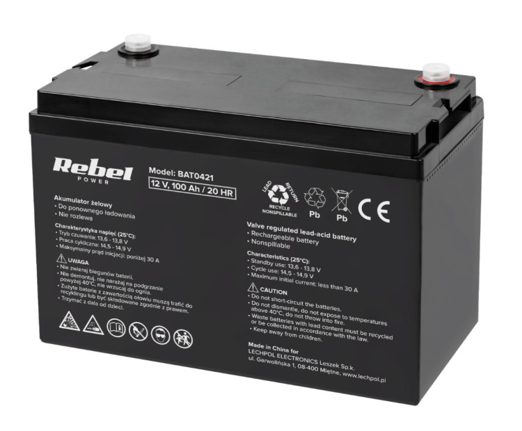 Акумулятор VRLA AGM Rebel BAT0421 12 V 100 Ah