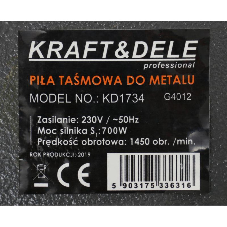 Стрічкова пила для металу Kraft Dele KD1734